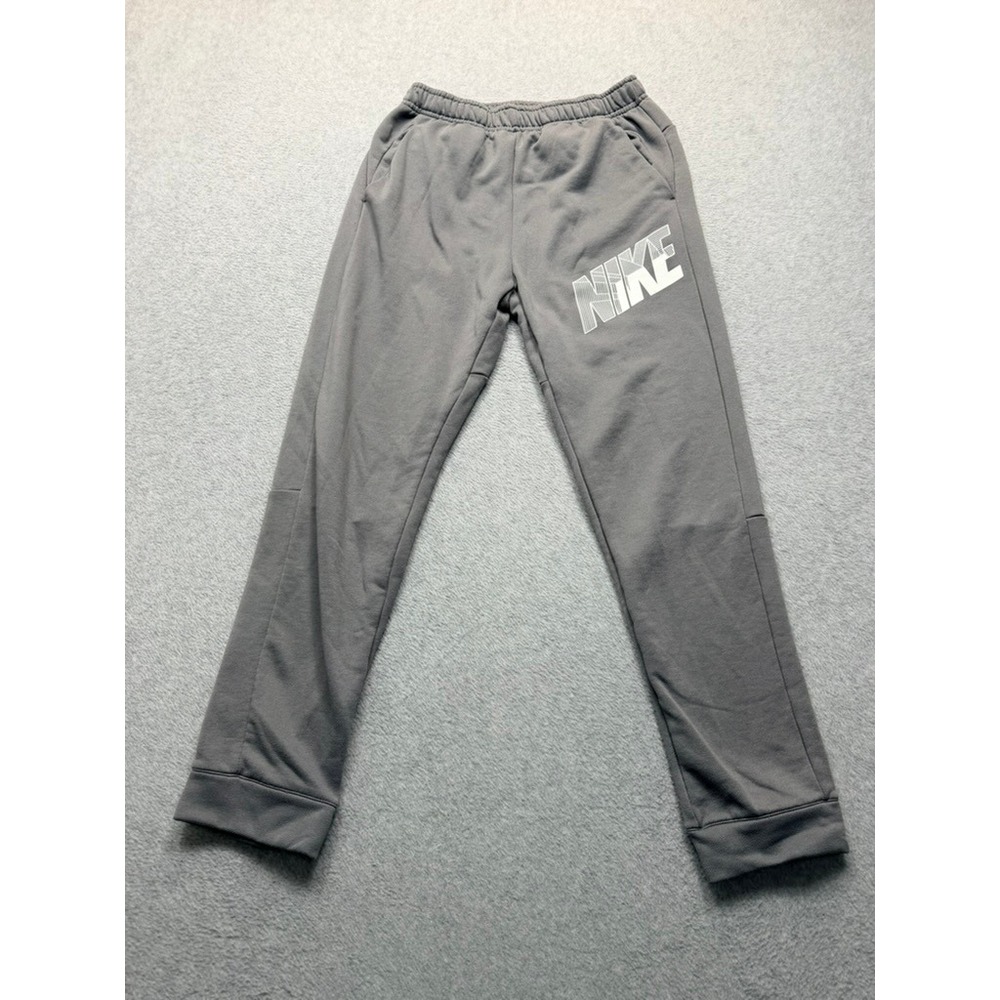 Nike Boys Therma-FIT Joggers Gray Graphic Logo Training Pants Size  10-12